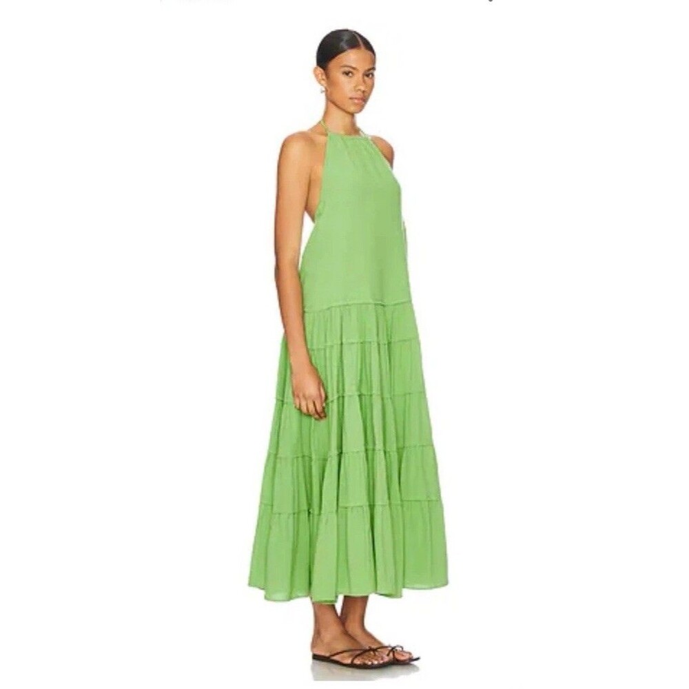 Revolve x Free People Somewhere Sunny Maxi Dress XS in Kiwi Green Boho NWOT New - Picture 3 of 11